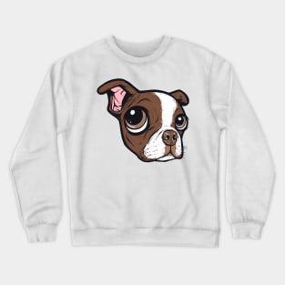 Brown Boston Terrier Face Crewneck Sweatshirt